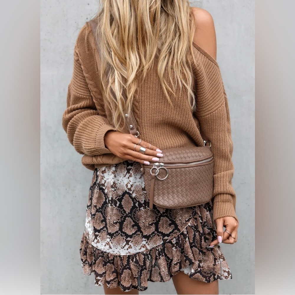 Jenny Fairy brown woven crossbody bag Aisza